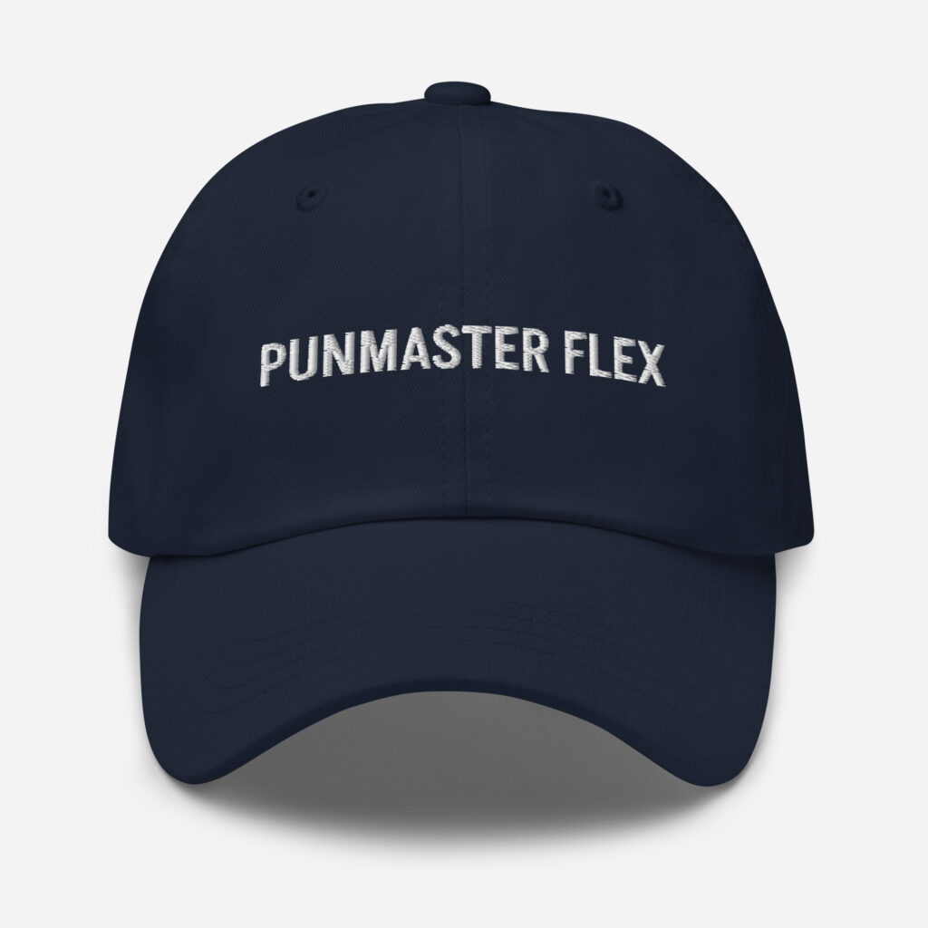 Punmaster Flex – Funny Embroidered Dad Hat, Gift for New Dads with Bad Jokes