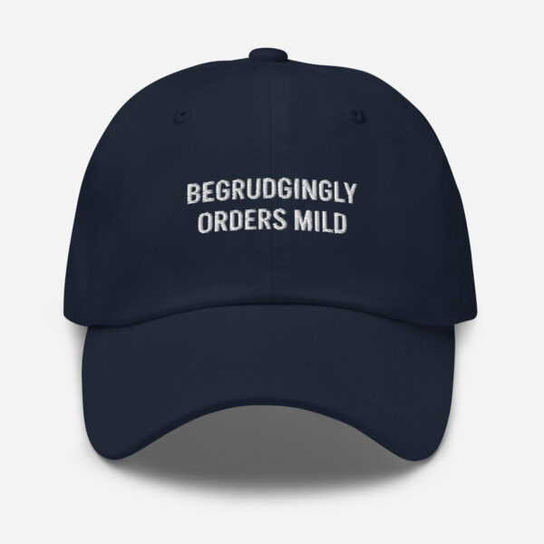 Begrudgingly Orders Mild – Funny Embroidered Dad Hat, Gift for Dads Who Used to Be Spicy