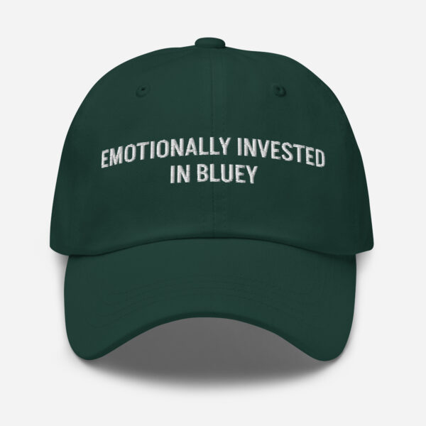 Emotionally Invested in Bluey – Funny Embroidered Dad Hat, Gift for Parents Who Cry from Cartoons - Image 4